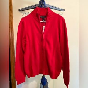 NWT Lands End red zip sweater